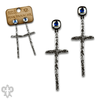 Foil cross earring with Austrian crystal - Boutique Bella BellaEarrings