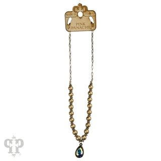 Foil texture bead and chain necklace, Austrian crystal - Boutique Bella BellaNecklaces