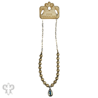 Foil texture bead and chain necklace, Austrian crystal - Boutique Bella BellaNecklaces
