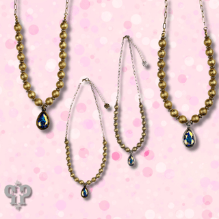 Foil texture bead and chain necklace, Austrian crystal - Boutique Bella BellaNecklaces