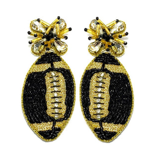 Football Burst Earrings - Black and Gold - Boutique Bella BellaEarrings