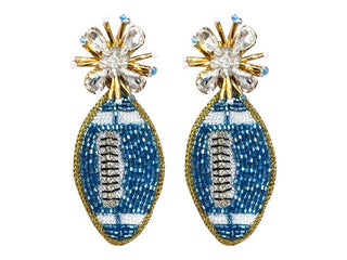 Football Burst Earrings - Light Blue and White - Boutique Bella BellaEarrings