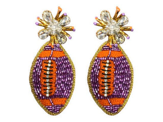 Football Burst Earrings - Purple and Orange - Boutique Bella BellaEarrings