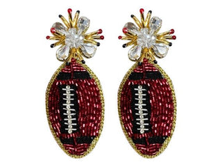 Football Burst Earrings - Red and Black - Boutique Bella BellaEarrings