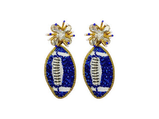 Football Burst Earrings - Royal Blue and White - Boutique Bella BellaEarrings