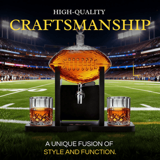 Football Decanter With 2 Whiskey Wine Glasses For Office Home Or Party Gift For Husband Fathers Day - Boutique Bella Bella
