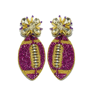 Football Earrings - Purple and Gold - Boutique Bella BellaEarrings