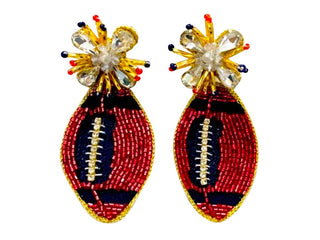 Football Earrings - Red and Navy - Boutique Bella BellaEarrings