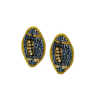Football Stud Earrings - Blue and Gold - Boutique Bella BellaEarrings