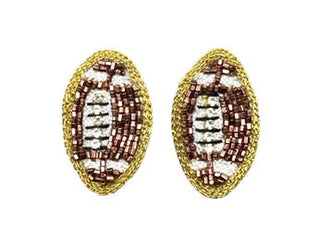 Football Stud Earrings - Brown - Boutique Bella BellaEarrings