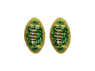 Football Stud Earrings - Green and Gold - Boutique Bella BellaEarrings