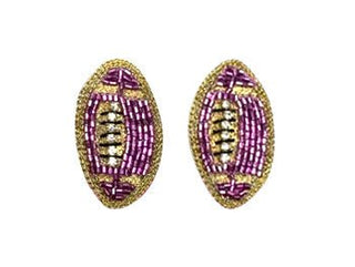 Football Stud Earrings - Purple and Gold - Boutique Bella BellaEarrings
