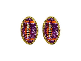 Football Stud Earrings - Purple and Orange - Boutique Bella BellaEarrings