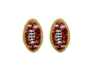 Football Stud Earrings - Red and Gray - Boutique Bella BellaEarrings