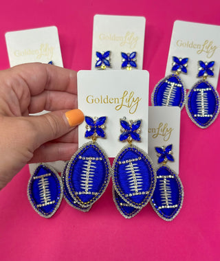 Football Thread Dangle Earrings - Blue - Boutique Bella BellaEarrings