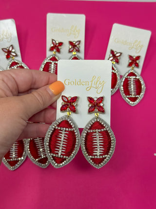 Football Thread Dangle Earrings - Maroon - Boutique Bella BellaEarrings
