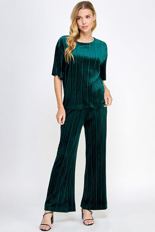 Forest Pleated Velvet Top - Boutique Bella Bellatop