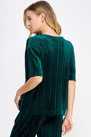 Forest Pleated Velvet Top - Boutique Bella Bellatop