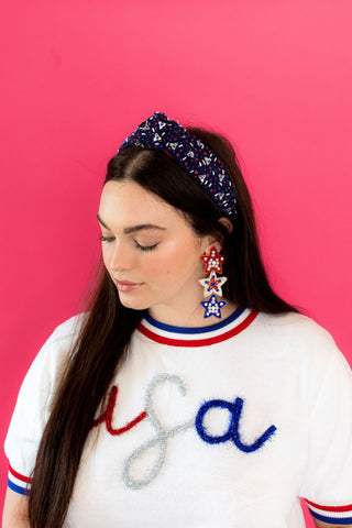 Fourth of July Headband - Navy - Boutique Bella BellaDistress