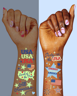 Fourth of July Tattoos | glow in dark, patriotic, usa flag, - Boutique Bella BellaTattoos