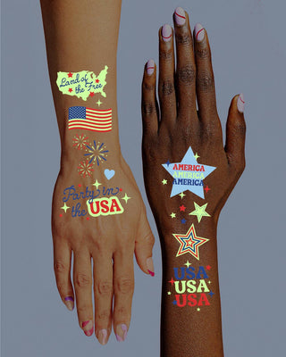 Fourth of July Tattoos | glow in dark, patriotic, usa flag, - Boutique Bella BellaTattoos