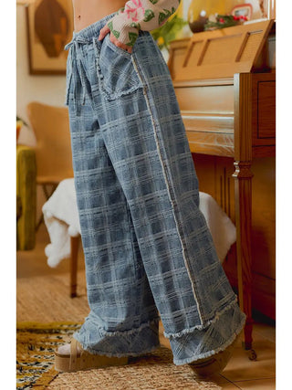 Fray Day Plaid Jeans - Boutique Bella BellaPants