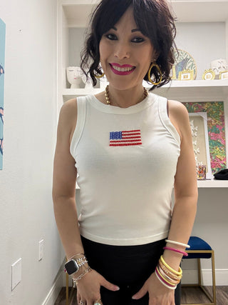 Freedom Flag Ribbed Tank - Boutique Bella BellaTank Top