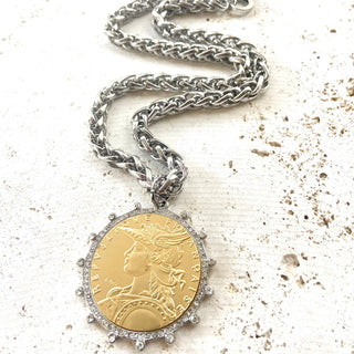French Coin Medallion Necklace - Boutique Bella BellaNecklace