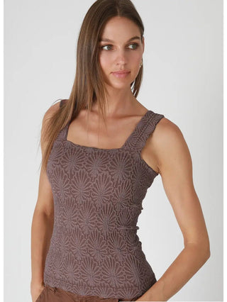 French Toast Lace Textured Square Tank Top - Boutique Bella BellaTank Top