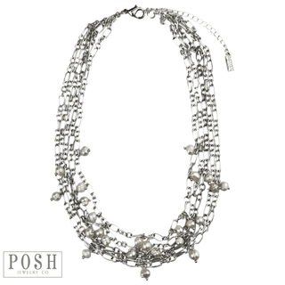 Freshwater pearl multi-drop chain necklace - Boutique Bella BellaNecklaces