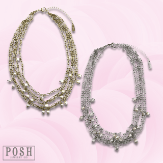 Freshwater pearl multi-drop chain necklace - Boutique Bella BellaNecklaces