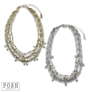 Freshwater pearl multi-drop chain necklace - Boutique Bella BellaNecklaces