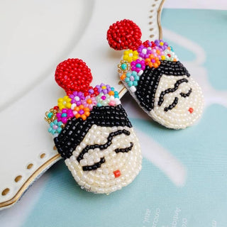 Frida Beaded Red Earrings - Boutique Bella BellaEARRINGS