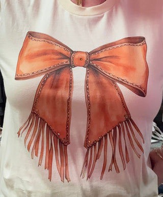 Fringe and Fancy Bow Tee - Boutique Bella BellaT-Shirt