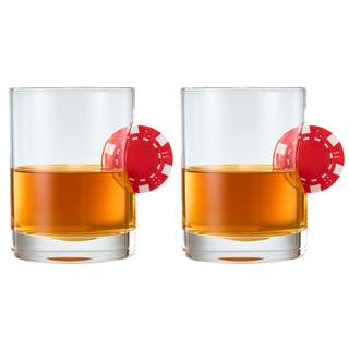 Poker Chip Whiskey Wine Glasses Set Of 2 Up The Ante Stuck In The Glass Poker Chip Cocktail Glasswar