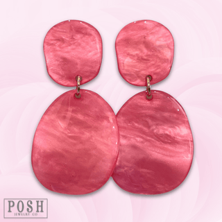 Fuchsia acrylic double oval earring, last call - Boutique Bella BellaEarrings