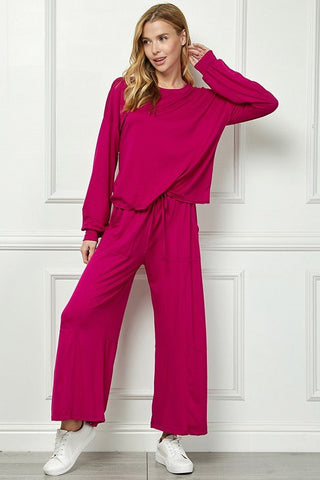 Fuchsia Butter Soft Wide Leg Pants - Boutique Bella Bellapants