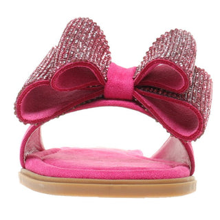 Fuchsia Rhinestone Bow Slide Sandals - Boutique Bella BellaSlides