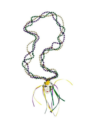 Full Face Masquerade Face with Ribbons on a Braided Purple Green Gold Specialty Beads Regular price$6.99 - Boutique Bella BellaMardi gras beads
