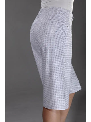 Full Rhinestone White Bermuda's - Boutique Bella BellaShorts