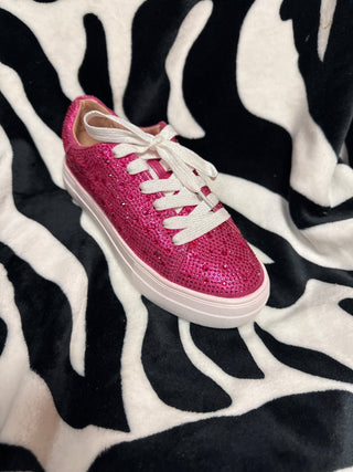 FUSCHIA RHINESTONE SNEAKERS - Boutique Bella Bellashoes