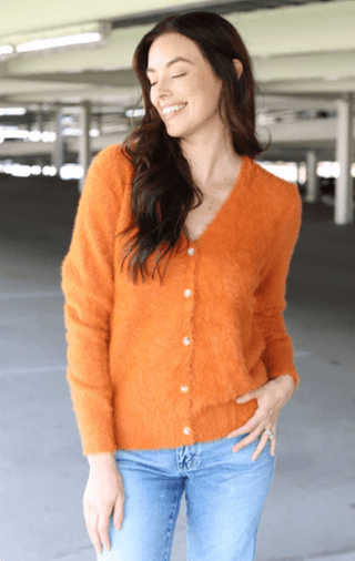 Fuzzy Button Sweater - Rust - Boutique Bella BellaSweater