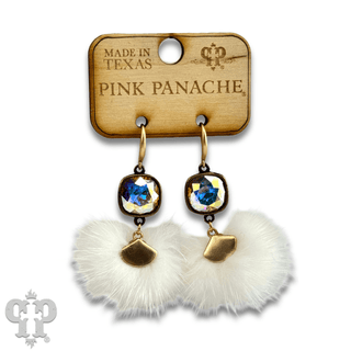 Fuzzy pom-pom earring with Austrian crystal - LC - Boutique Bella BellaEarrings