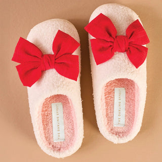 Fuzzy Red Bow Slippers - Boutique Bella Bellaslippers