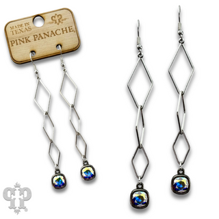 Silver diamond drop earring with Austrian crystal - LC