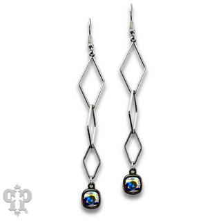 Silver diamond drop earring with Austrian crystal - LC