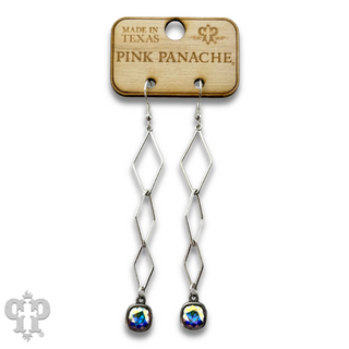 Silver diamond drop earring with Austrian crystal - LC