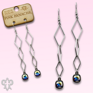 Silver diamond drop earring with Austrian crystal - LC