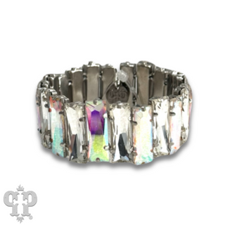 Faceted rectangle rhinestone stretch bracelet - LC