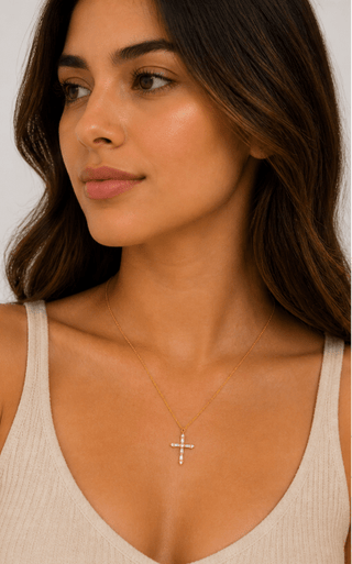Gabriella CZ Cross Necklace - Boutique Bella BellaNecklace